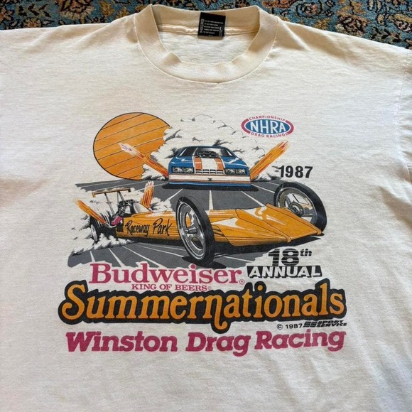 Vintage 1987 Budweiser Summer National Drag Racing T shirt - Picture 2 of 6